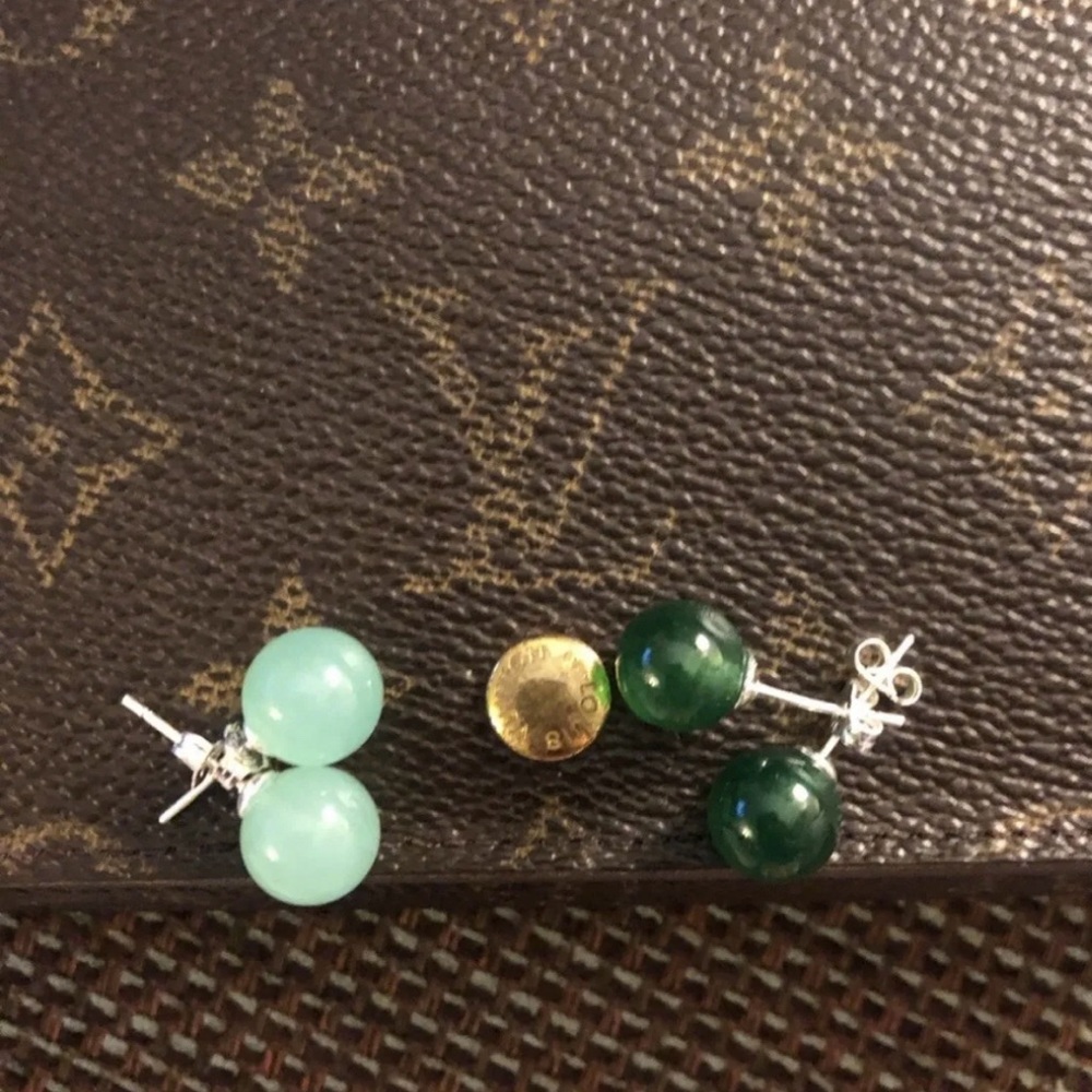 Jade silver earrings